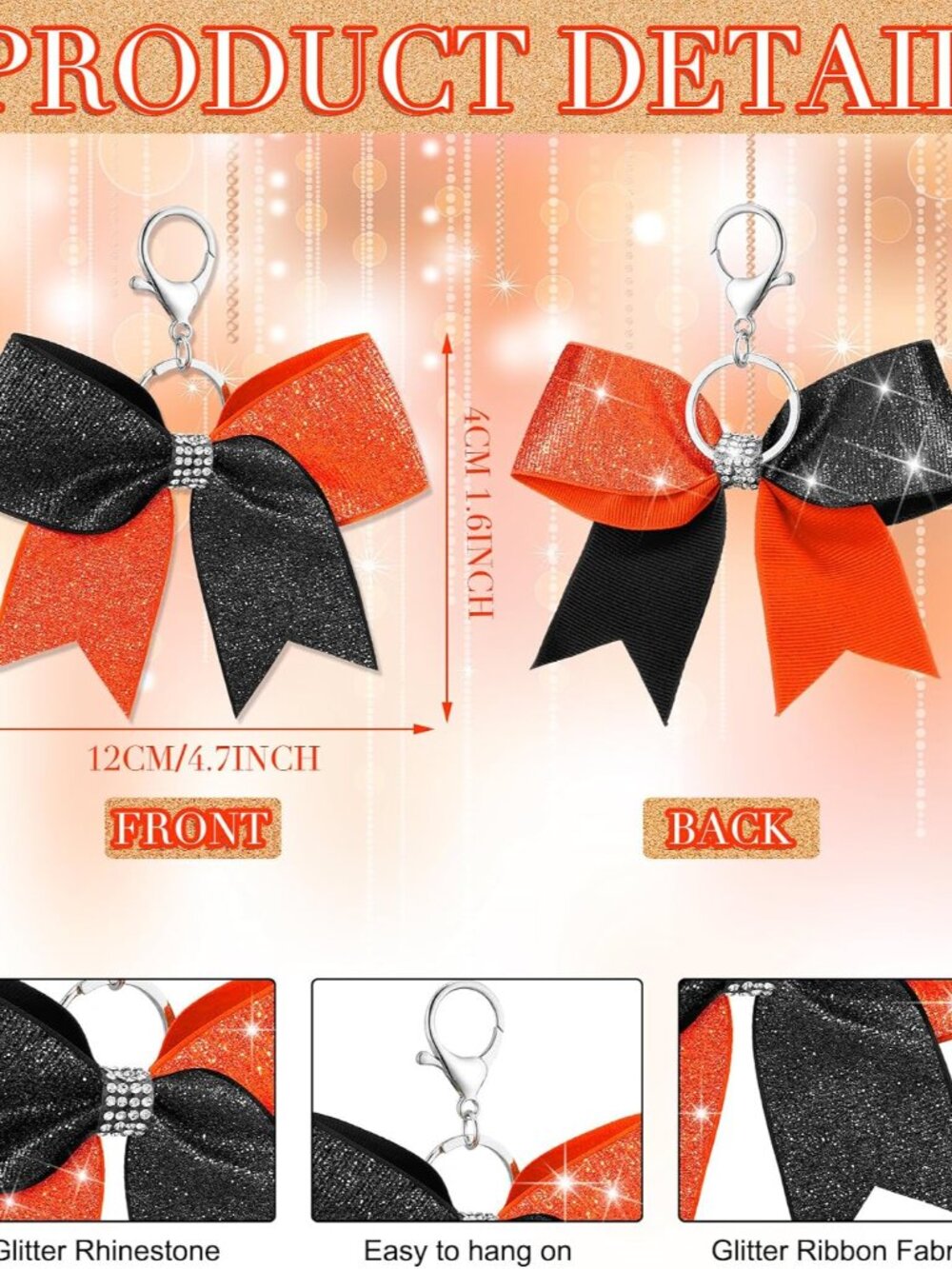 Cheer Bow Keychain Bulk Rhinestone - Picture 2 of 6